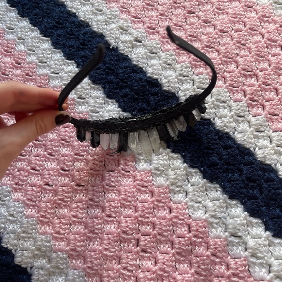 !!! SOLD !!! Real Clear Quarts And Obsidian Crystal Crown Tiara - Picture 3 of 9